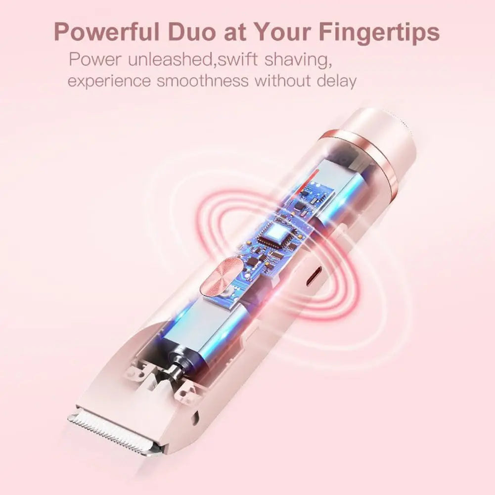 2-In-1 Dual Head Women's Electric Shaver, Electric Hair Clipper, Electric Trimmer.